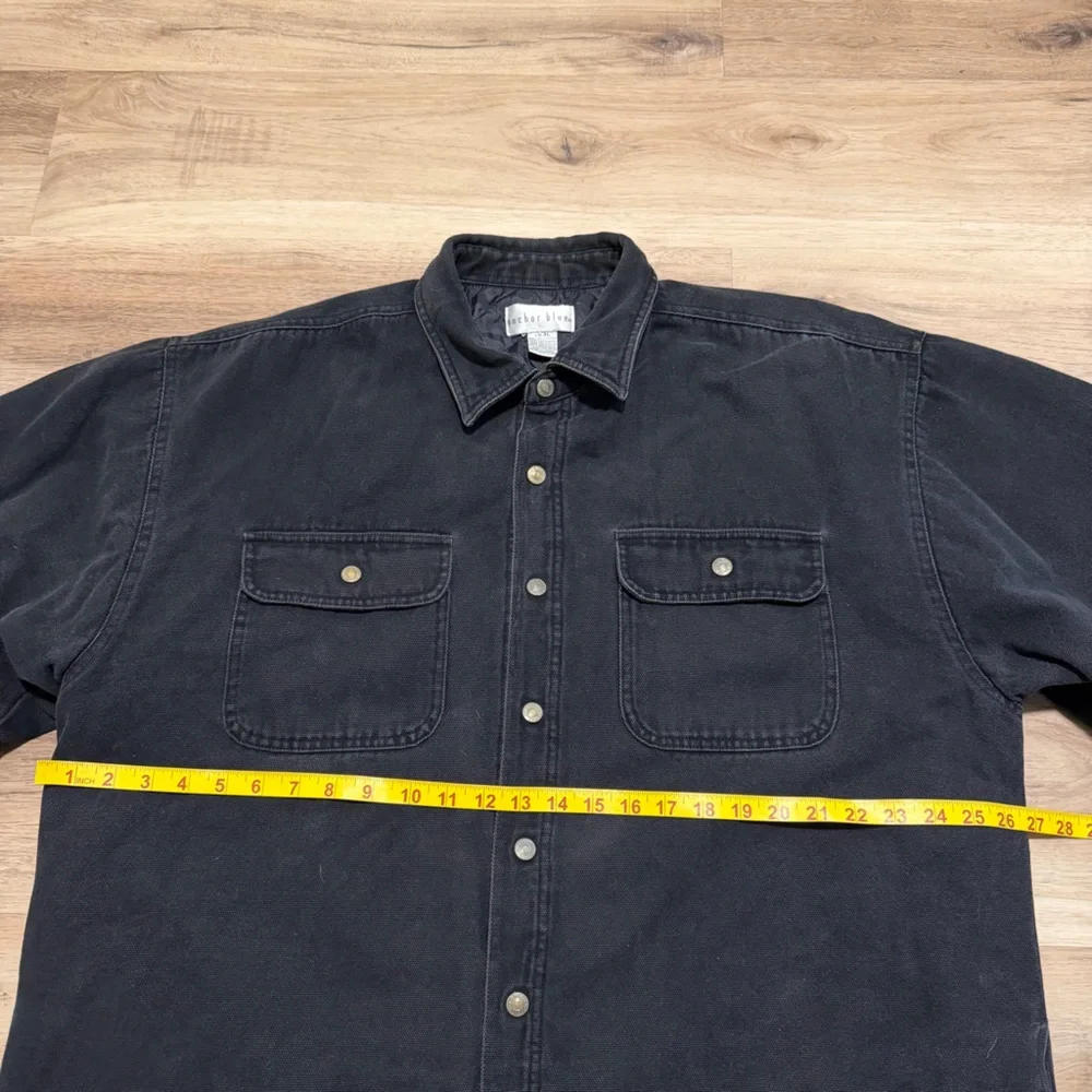 Vintage Anchor Blue Men’s Quilted Work Jacket Black Canvas Size XL